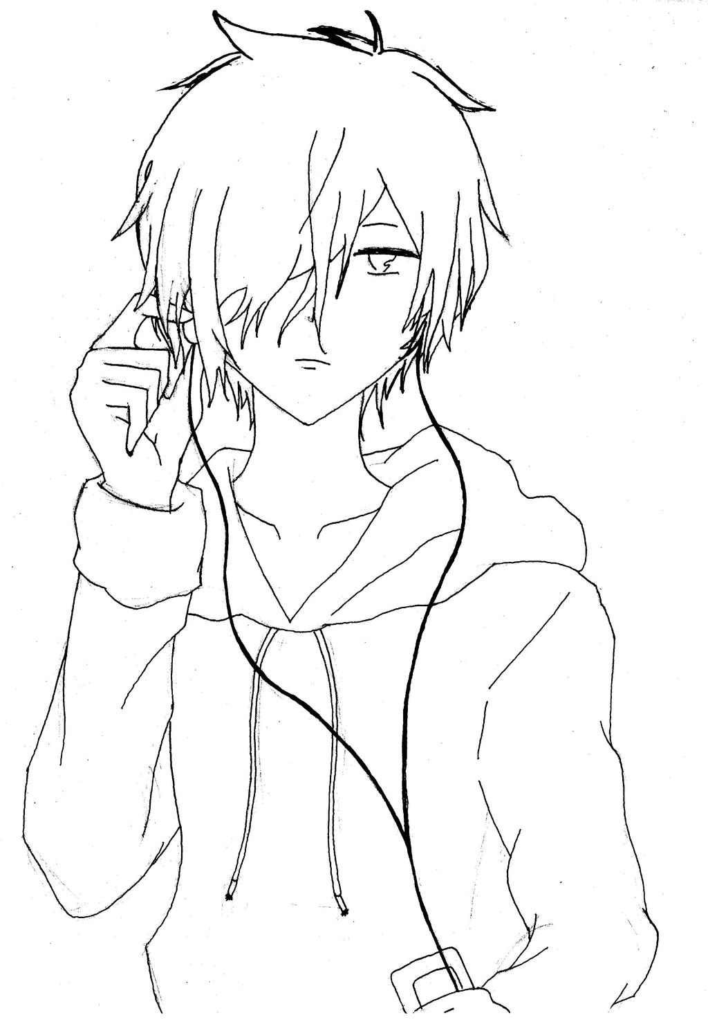 Coloring Male Anime Base Hoodie Coloring Pages