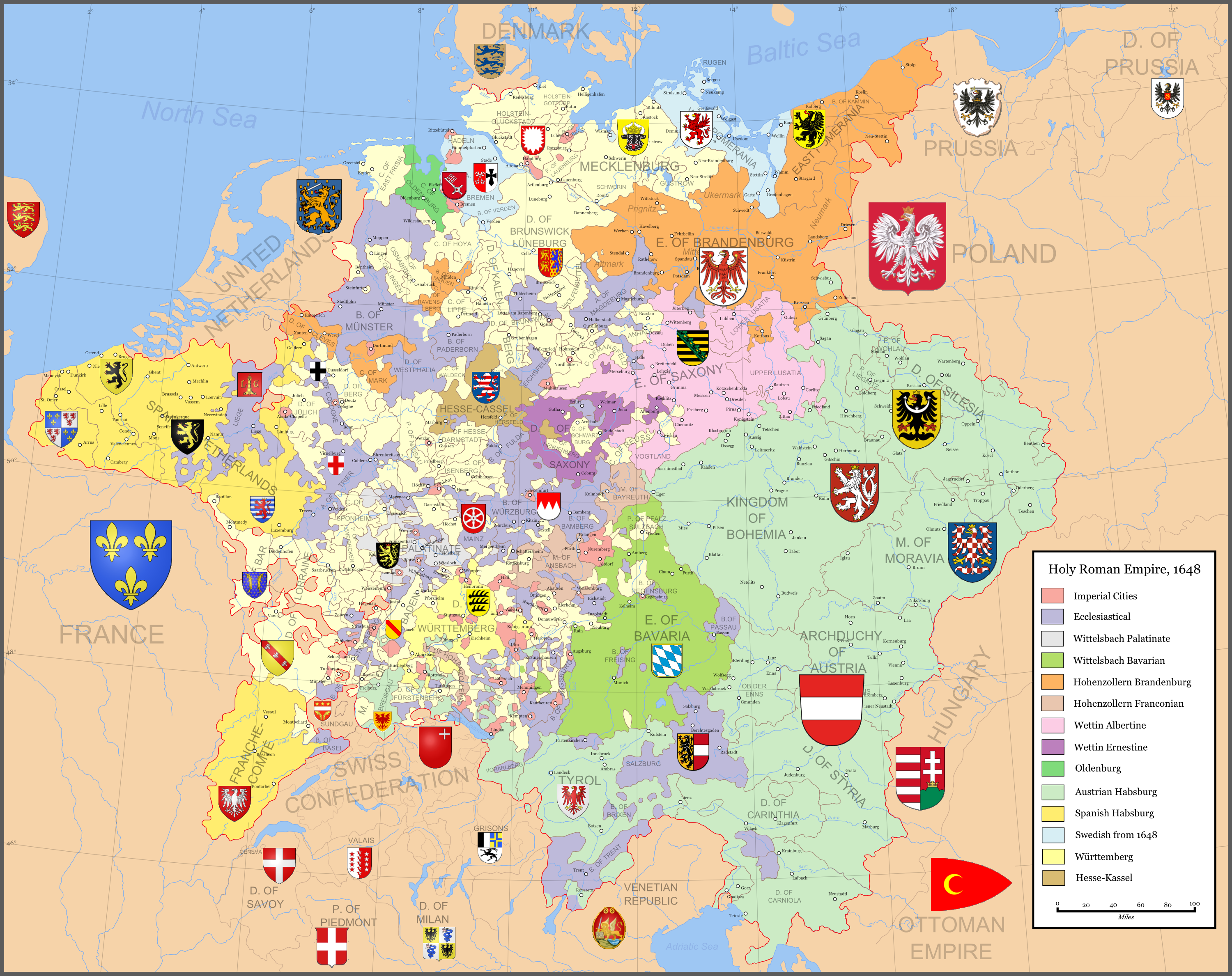 Holy Roman Empire in 1648 [3000x2378] : MapPorn