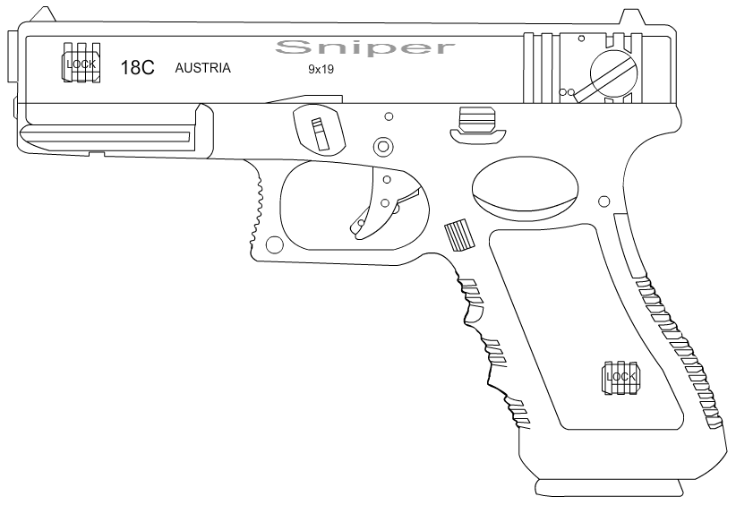 Download Glock Outline Drawing Sketch Coloring Page