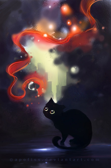 Рисунки с чёрными кошками