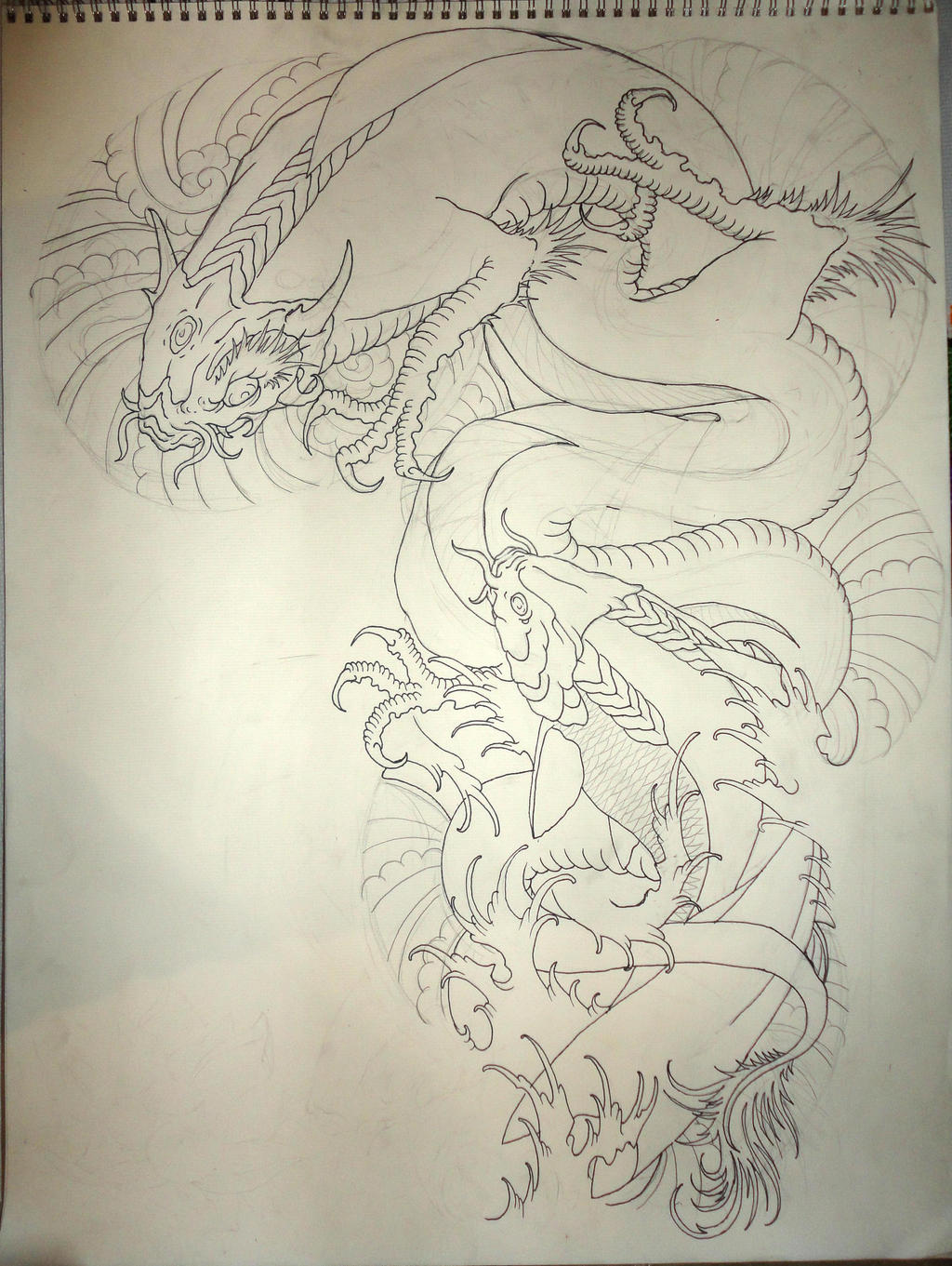 Koi Dragon And Koi Project 1st by ElTri on DeviantArt